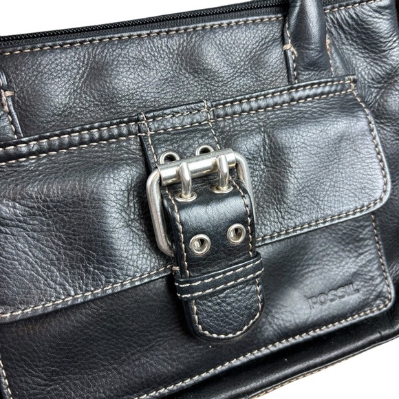 EUC Fossil Black Leather Shoulder Bag - Picture 3 of 16